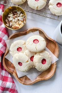 These Chinese almond cookies have a crispy, crunchy, sandy texture on the outside and a strong almond extract flavor reminiscent of the ones I used to eat in Hawaii. I bake them for Lunar New Year, but they’re also great for when dessert calls for something a little different.