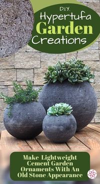 Hypertufa is a lighter than concrete cement mix that can be cast for a smooth appearance or even formed in your hands into any shape like wet sand. Make almost any kind of garden ornament from stone-look planters to lava rocks. There is a trick to learn about the curing process, read on to learn more...   #GardenProjects #GardenDIY #PatioDecor