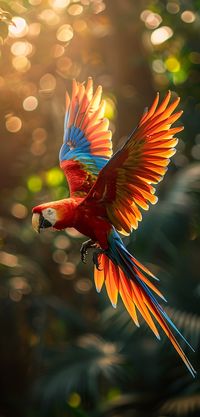 colorful flying parrot