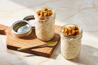 There's no better way to usher in fall than apple pie-inspired overnight oats in the morning. Prep and store this easy breakfast ahead of time to have on hand for busy mornings.