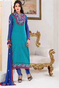 Blue Cotton Churidar Suit - DMA12565