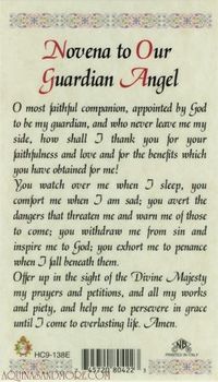 Novena to Our Guardian Angel Laminated Prayer Card