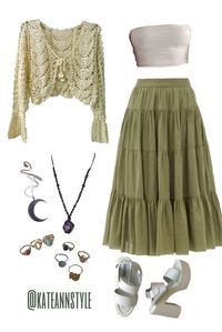 Amazing Cottagecore Outfits Design Long Green Skirt