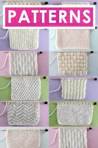 Learn how to Knit Stitch Patterns with free video tutorial by Studio Knit! #knitstitchpattern #studioknit #knittingpattern #howtoknit #easyknitting #beginner knitting