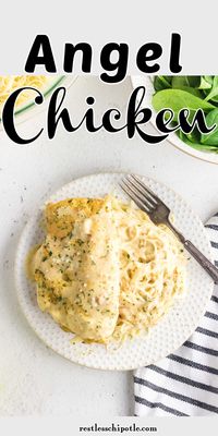 Crockpot angel chicken & pasta recipe turns a few simple ingredients into a delicious dinner the whole family will love. Boneless chicken breasts slow cook in a creamy sauce that's seasoned with Italian dressing mix. There's almost no prep time!