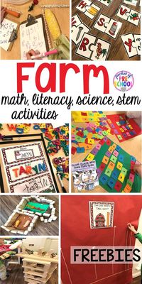 Farm themed math, literacy, science, blocks, & stem activities that preschool, pre-k, and kindergarten students will LOVE (with FREEBIES)! #farmtheme #preschool #pre-k #preschoolcenters