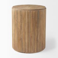 Terra Wood Fluted Round Side Table | Modern End Tables