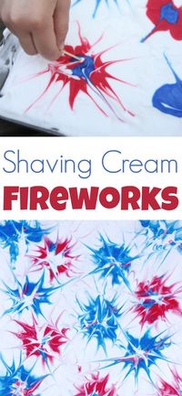 Shaving Cream Fireworks process art activity for kids- fun patriotic craft for the 4th of July!