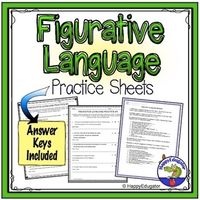 This figurative language pack includes a types of figurative language handout that defines different figures of speech like similes, metaphors, idioms, personification, and hyperbole and gives an example of each. On the first worksheet students have to identify ten sentences that use metaphors or s...