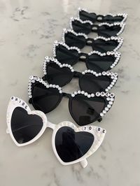 These are fun sunglasses for any special occasion or accessory! Great for bride to be, bridal party, birthday party! They make the best photo prop. The size for these sunglasses are adult (one size). Sturdy and not flimsy like other brands. Sunglasses are custom and made to order. Each pair of sunnies will come with a logoed Uncommon Bae black carrying case. Gift ready! We personalize each pair of sunglasses with letter beads and rhinestones. Chose any word or name and we will personalize. Word