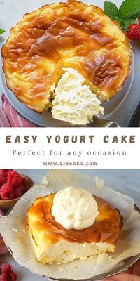 Easy Yogurt Cake Ingredients: 400 g sweetened plain yogurt or flavored yogurt (1 cup + 1/2 cup + 2 tablespoons) 4 eggs 40 g of sifted cornstarch (¼ cup + 1 tbsp) #YogurtCake #Fluffy