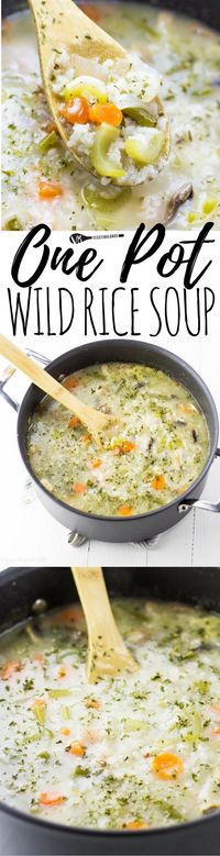 Wild Rice Soup made in One Pot for a quick, filling and delicious dinner. A few simple ingredients, flavorful spices and ready under 30 minutes. Easily made as a vegetarian option and as always gluten-free. (Gluten Free, Dairy Free, Vegan Friendly)