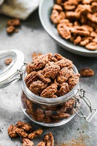 Our cinnamon sugar Candied Pecans recipe is so easy to make, and perfect for the holidays and Christmas. They're so versatile and the best snack.