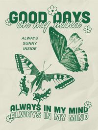 good days on my mind sza art print graphic design poster lyric quotes music retro vintage butterfly  insta: createdbylacey