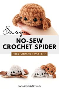 This no sew crochet spider would make a fun addition to your Halloween decor or seasonal market/craft fair.  This small spider plushie is an easy beginner friendly amigurumi free pattern that's perfect for spooky season. It works up quickly and can be customised by using different colours or adding accessories. diy Halloween decorations l amigurumi spider l no sew amigurumi l spider crochet pattern