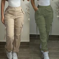 New Fashion Womens Pants Elegant Pocket Design Drawstring Cuffed Pants Female Trouser Casual Bottom Female Clothing Outfits