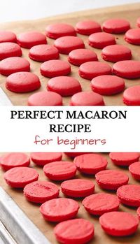 This basic macaron recipe is perfect for beginners. In this post, you’ll find all my tips and tricks for perfectly full shells with pretty little feet and smooth tops, as well as my detailed video tutorial to walk you through the entire process! #macaronshowtomake #macaronsvideos #basicmacaronsvideo