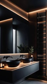 Get inspired by these moody bathroom designs for your next remodel! Discover lush, dark palettes, elegant fixtures, and atmospheric lighting that transform ordinary spaces into serene retreats. Ideas include minimalist, industrial, vintage, luxury, spa-inspired. #BathroomDesign #HomeRemodel #MoodyInteriors #MoodyBathroom #DarkBathroom