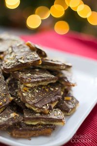 Making toffee from Saltine crackers is easy! This Saltine toffee recipe only uses 4 ingredients and makes a great edible Christmas gift.