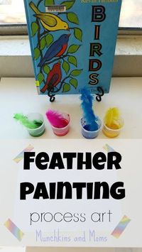 "If birds made marks with their tail feathers when they flew, think what the sky would look like"   Painting with feathers process art- perfect with a bird unit!