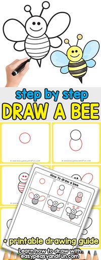 How to Draw a Bee - Cute - Step by Step Tutorial - Easy Peasy and Fun