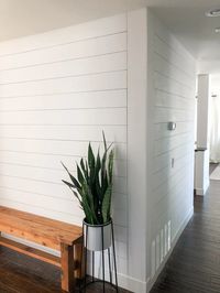 DIY Modern Shiplap Tutorial. The easiest and cheapest way to shiplap a wall or room. This house project is great for rookies! A step by step guide including costs and time. #plywood #kitchens #bedrooms #planks #renovation