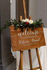 This welcome sign is sure too wow your guests + make for a stunning memento of your day. Measures 17”x28” and made out of 3/8" Baltic Birch wood, this welcome sign is light weight and durable. The laser cut, 3D lettering adds beautiful dimension to this unique wedding sign. Writing can be in black or white. (black font colour is only recommended for the white stain) Please select your board colour, and font colour options from the drop down menu and note the names + wedding date in the personali