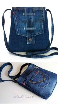 DIY Recycled Jean Cross Body Bag Free Sewing Patterns + Video | Fabric Art DIY #bagjeanspattern #diybagjeanspattern #totebagjeanspattern