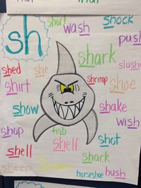 Love this anchor chart for the sh digraph. Really draws you in!