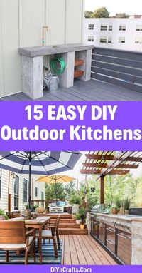 15 Amazing DIY Outdoor Kitchen Plans You Can Build On A Budget! This list has tons of easy to follow updated ideas for making your own backyard kitchen for easy grilling and throwing weekend barbecues with the family. A great fun backyard renovation project! #diy #kitchen #outdoorkitchen #backyard #projects #grilling