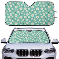 Cottagecore Turquoise blue Mint green daisy Car Windshield Sun Shade, Cute Spring floral Car shade sun blocker, car accessories decor gift Detail of the sunshade: * 12.35 Oz. Made from aluminum foil combine with double layer bubble material. * Protect your car seat from cracking and fading, keeping the interior cool. 2 Sizes: M:  51"x 22" L:   56"x 27.5"  Please check your windshield size to make sure if it fits. *Blocks your car from UV rays and sun damage. ❣️PRODUCTION and DELIVERY TERMS: This