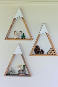 Woodland Nursery Mountain Shelf Room Decor Snow Peak Mountain Forest Reclaimed Wood Triangle Geometric by DreamState on Etsy https://www.etsy.com/listing/488338949/woodland-nursery-mountain-shelf-room