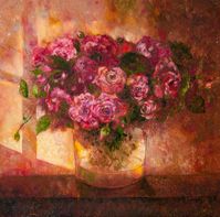 Original Art Oil Painting, measuring: 61W x 61H x 2.5D cm, by: Dasha Pogodina (Switzerland). Styles: Impressionism. Subject: Floral. Keywords: Flower, Gardener, Oil Painting, Roses, Flowers. This Oil Painting is one of a kind and once sold will no longer be available to purchase. Buy art at Saatchi Art.