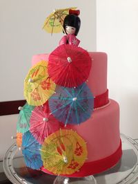 Asian cake - parasol - chinese. Cake for my daughter's mulan party