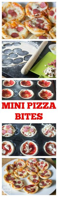 Mini pizza bites. These delicious mouthfuls of pizza are perfect for kids lunchboxes or delightly snacks. They are perfect for cooking with kids.