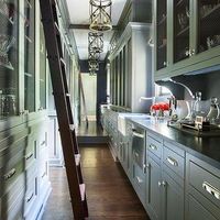 Glass and Brass Lantern in White Butlers Pantry - Transitional - Dining Room