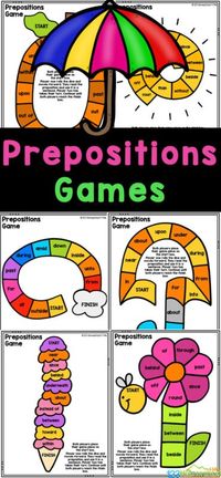 Kids will love working on learning prepositions with these fun and free Prepositions Games.  Use these preposition games and activities with 3rd grade, 4th grade, 5th grade, and 6th grade students. Simply print the game with prepositions of place printable and you are ready to play and learn!