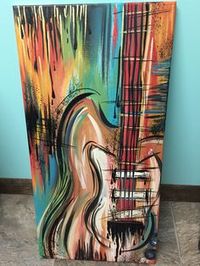 Acrylic guitar painting on canvas