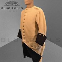 Présentation de la nouvelle veste de guerre britannique pour hommes des Compagnies Franches de la Marine, manteau d'uniforme du XVIIIe siècle - authenticité historique par Blue Rolls Bespoke Cette veste méticuleusement conçue présente une coupe personnalisée en laine marron et noire classique, assurant à la fois chaleur et style. Les principaux attributs sont les suivants : Matériau : 100 % laine et coton pour un confort et une isolation supérieurs. Style : la coupe sur mesure offre un look sur