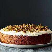 Pumpkin Cake With Cream Cheese Icing & Caramelized Pumpkin Seeds recipe on Food52