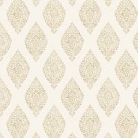 Linen Medallion Damask White / Gold wallpaper by Albany