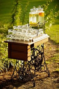 The cutest idea. Serve lemonade on an old sewing machine