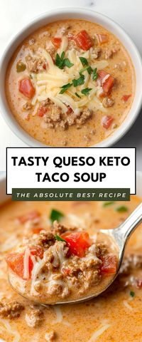 Dive into this Savory Queso Keto Taco Soup that's bursting with flavor! It's low-carb and hearty, making it an amazing choice for a cozy dinner or a fun taco night with friends.