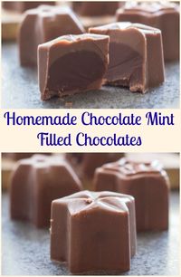 Homemade Chocolate Mint Filled Chocolates, an easy creamy Peppermint filled chocolate candy recipe. Candy molds make it fast and so yummy. via @https://it.pinterest.com/Italianinkitchn/