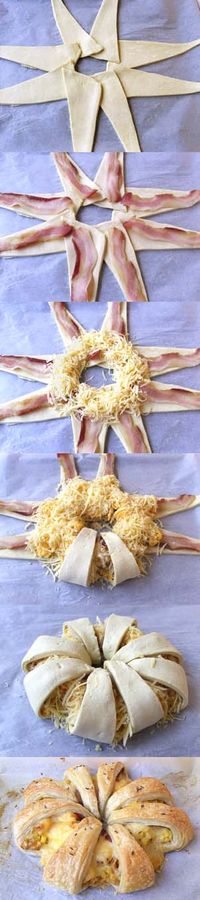 Bacon Egg & Cheese Wreath - a fun idea for Easter Brunch, that is fairly easy and affordable.