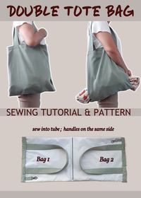 Double the space with this lined double tote bag ! Sewing tutorial and pattern formula to make one in your preferred size !