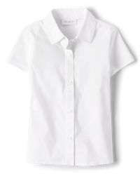 FABRICATION: 97% cotton/3% spandex poplin, imported DESIGN: Pointed collar, short sleeves FEATURES: Button front, pre-washed for added softness & to reduce shrinkage. Girls Uniform Short Sleeve Button Up Shirt | The Children's Place Girls Uniform Button Up Shirt | Size XS (4) | White | Cotton/Spandex