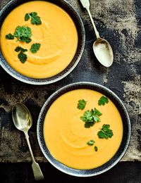 Sweet Potato Peanut Soup Recipe Check out this easy vegan soup recipe with sweet potato and groundnut. Packed with punchy chilli and smooth peanut butter this flavoursome soup is super creamy, and it's low in calories