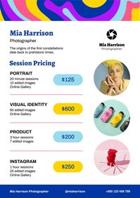 Colorful Creative Photographer Price List