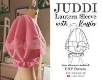 Lantern Puff Sleeve with Ruffles|PDF Sewing Pattern |XXS-5XL|US0-30 Video Tutorial: https://youtu.be/r5aaQsj8UjQ The pattern files designed with layers. There is an option to print only your size, unchecking unnecesary sizes in the Adobe Acrobat Reader.  Highly recommend to download it! If, for any reason, you are unable to print only your size using the Adobe Acrobat program, please inform me, and I will send you the pattern for your size only. INCLUDES: - Seam allowance.(1 cm) - Printing plan